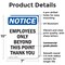 Signmission Employees Only Beyond This Point OSHA Notice Sign, Plastic, 7in W x 10in L, 2PK OS-2PACK-NS-P-710-V-11988 - alternate 4